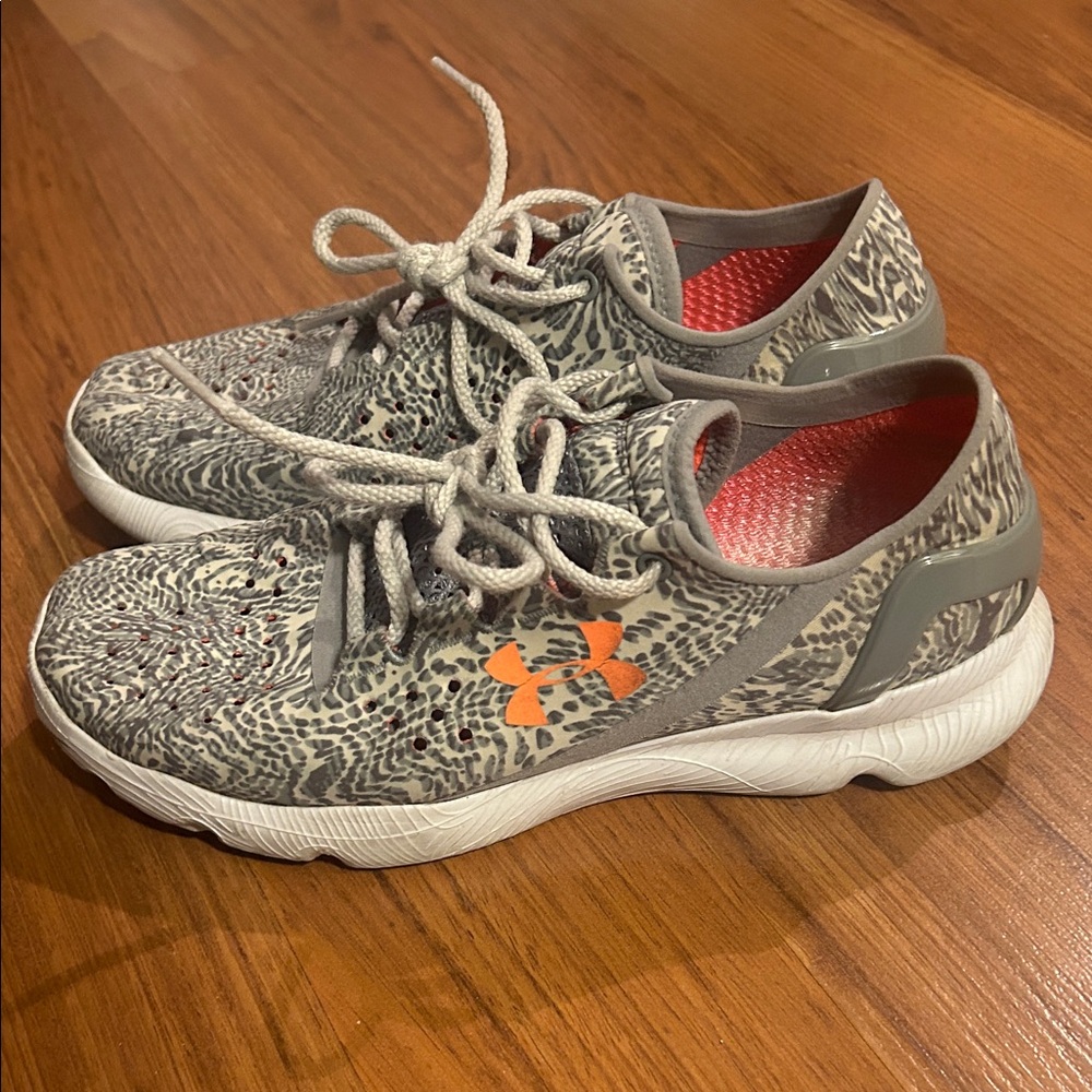 Under Armour Gray and Orange Patterned Sneakers